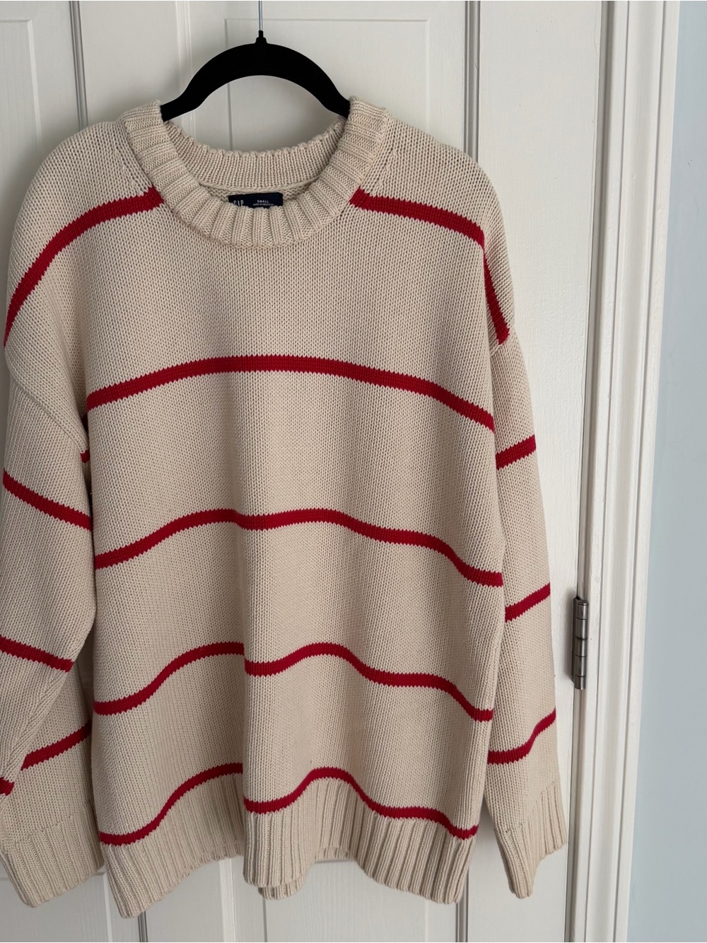 GAP 100% Cotton Oversized Sweater with red stripe sz S